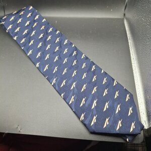 Silk Necktie By Anthony Designs Navy & Ivory Pattern 100% Silk Made In China